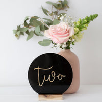 Black Acrylic Round Table Numbers - The Confetti Gift Co