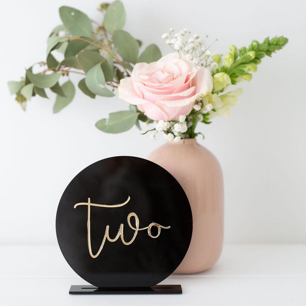 Black Acrylic Round Table Numbers - The Confetti Gift Co