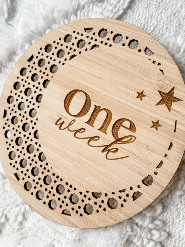 Rattan Celestial Milestone Cards - The Confetti Gift Co