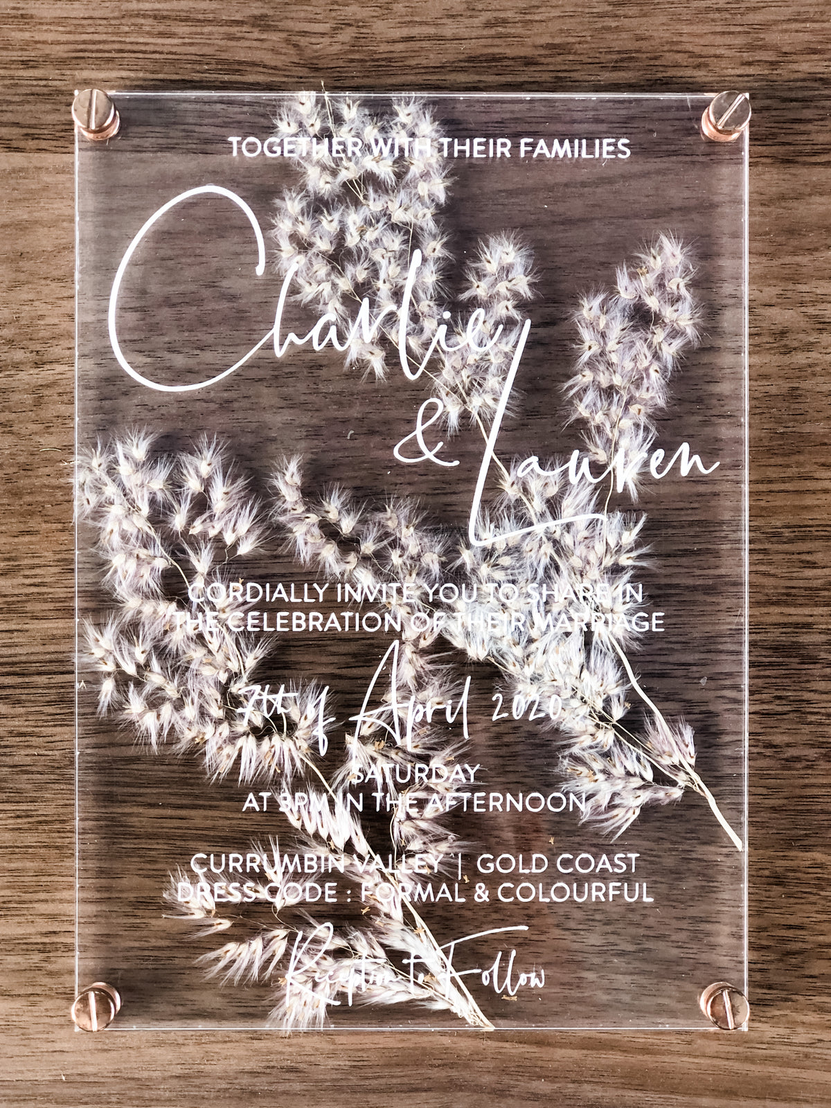 Pressed Acrylic Invitation/Signage - The Confetti Gift Co