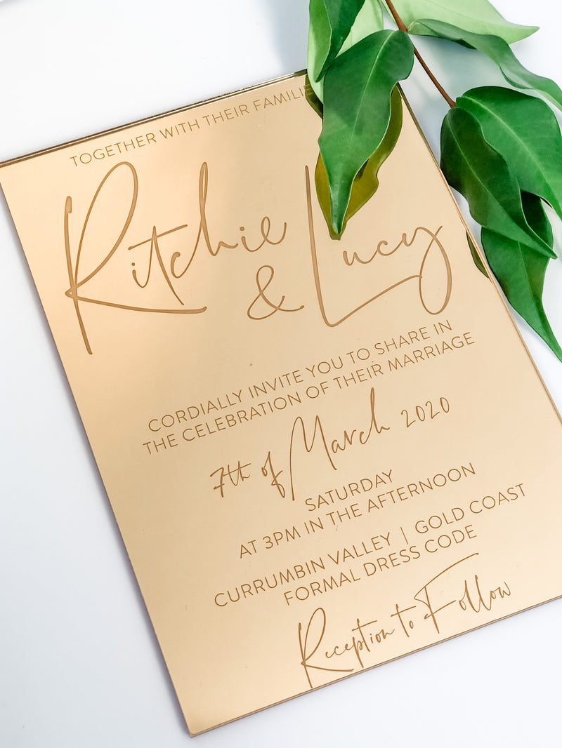 A5 Etched Wedding Invitations - The Confetti Gift Co