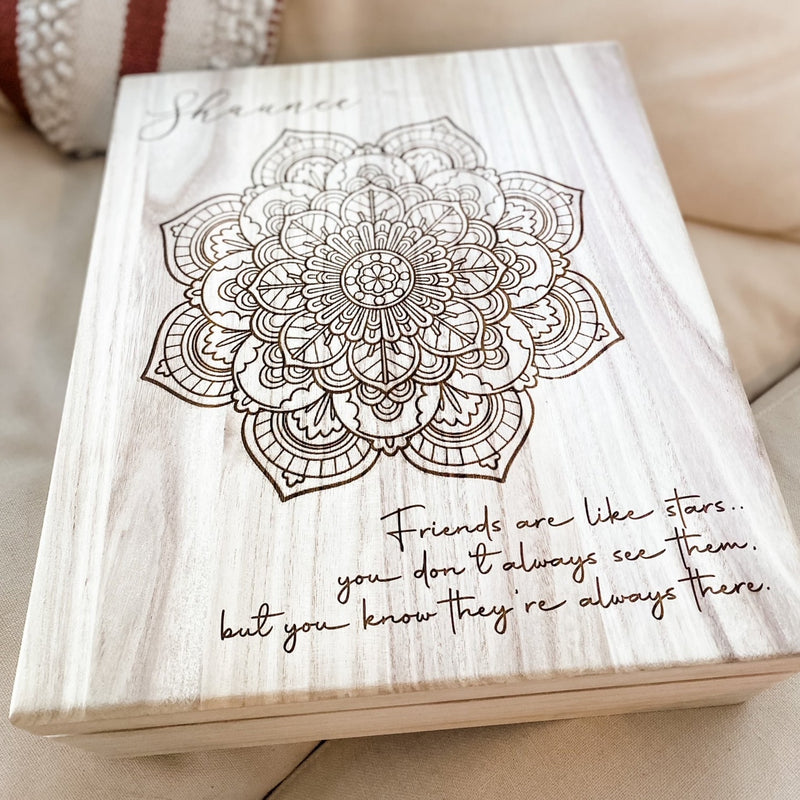 Mandala Wooden Gift Box - The Confetti Gift Co