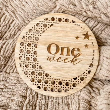 Rattan Celestial Milestone Cards - The Confetti Gift Co