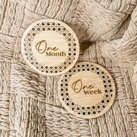 Rattan Circular Milestone Cards - The Confetti Gift Co