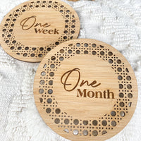 Rattan Circular Milestone Cards - The Confetti Gift Co