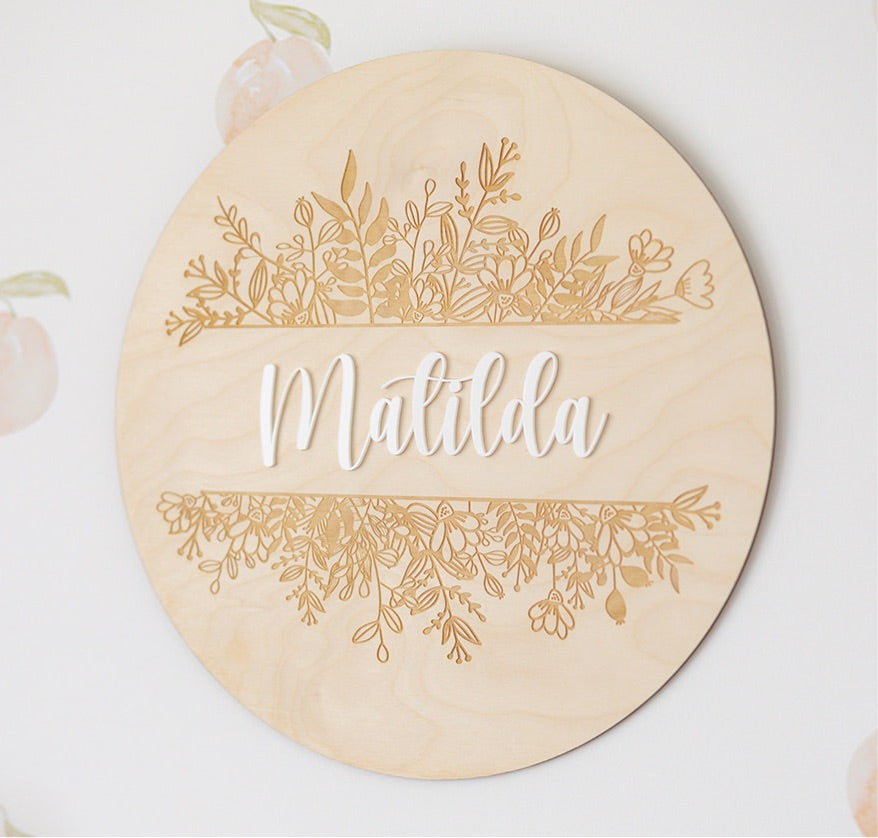 Floral Name Plaque - The Confetti Gift Co